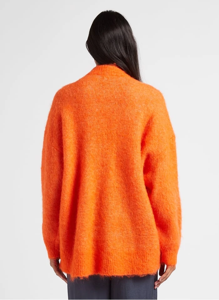 American Vintage FOUBAY - Orange Loose-fit Alpaca-blend Cardigan 2 American Vintage FOUBAY - Orange Loose-fit Alpaca-blend Cardigan - Image 2