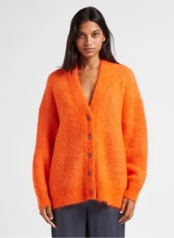 American Vintage FOUBAY - Orange Loose-fit Alpaca-blend Cardigan