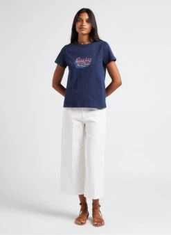 INOUK - Blue Screen-printed Round-neck T-shirt -Morganmai Store 4023660