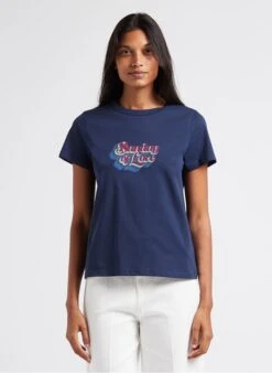 INOUK - Blue Screen-printed Round-neck T-shirt