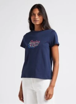 INOUK - Blue Screen-printed Round-neck T-shirt -Morganmai Store 4023663