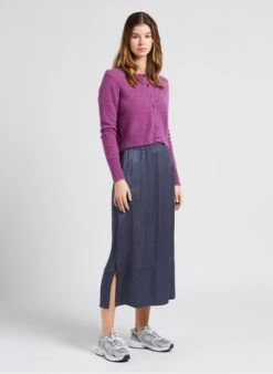 American Vintage RAZPARK - Purple Wool-blend Cropped Cardigan -Morganmai Store 4023750