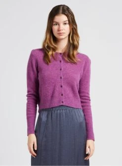 American Vintage RAZPARK - Purple Wool-blend Cropped Cardigan