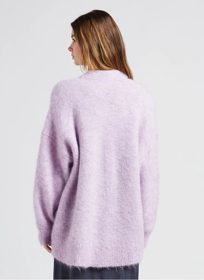 American Vintage FOUBAY - Purple Loose-fit Alpaca-blend Cardigan 2 American Vintage FOUBAY - Purple Loose-fit Alpaca-blend Cardigan - Image 2