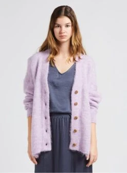 American Vintage FOUBAY - Purple Loose-fit Alpaca-blend Cardigan