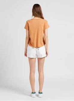 American Vintage SONOMA - Orange V-neck Cotton T-shirt -Morganmai Store 4024042