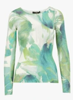 TWINSET Green Ribbed Printed Long-sleeved Top -Morganmai Store 4024504