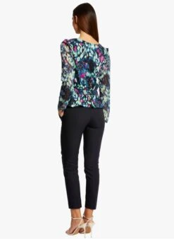 MORGAN TAZUR - Blue Fitted Top With Abstract Pattern -Morganmai Store 4025465