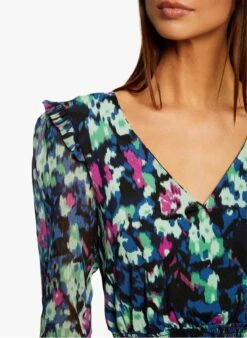 MORGAN TAZUR - Blue Fitted Top With Abstract Pattern -Morganmai Store 4025467