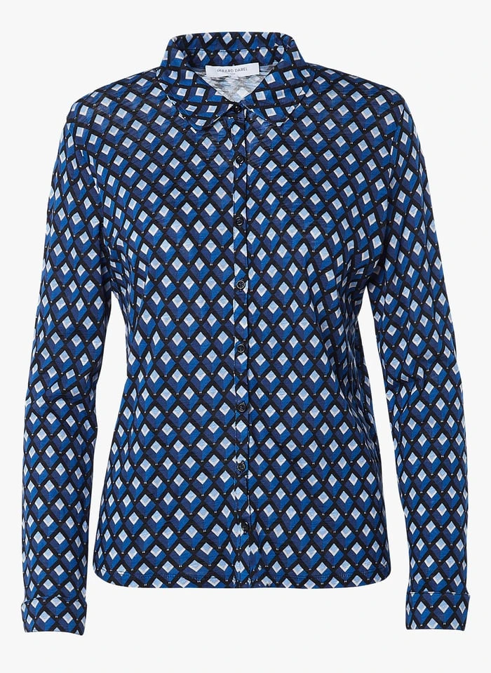 GERARD DAREL ABASS - Blue Patterned Cotton-blend Shirt 3 GERARD DAREL ABASS - Blue Patterned Cotton-blend Shirt - Image 3