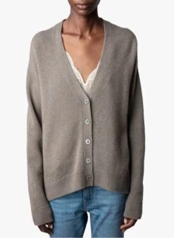 Zadig & Voltaire MIRKA - Grey Buttoned Cashmere Cardigan