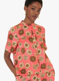 Tara Jarmon CAMIN - Pink Printed Round-neck Shirt