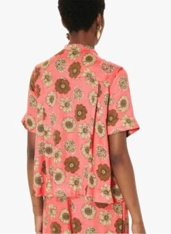 Tara Jarmon CAMIN - Pink Printed Round-neck Shirt -Morganmai Store 4029878