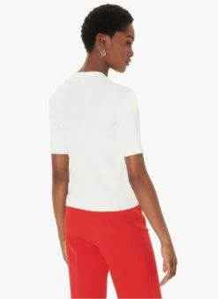 Tara Jarmon GABRIELLE - White Round-neck Extra Fine Cotton Cardigan -Morganmai Store 4029941