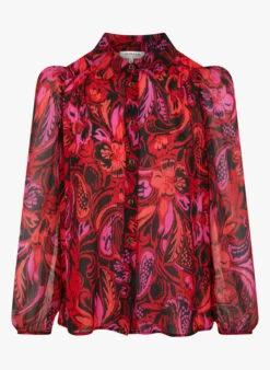 MORGAN CFATAL - Multicolored Straight-cut Shirt With Leaf Pattern