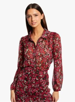 MORGAN CHIC - Multicolored Long-sleeved Floral Print Shirt