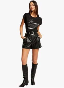 MORGAN DLOV - Black Round-neck T-shirt -Morganmai Store 4031696