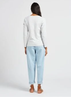 Armor-Lux LESCONIL - White Round-neck Striped Cotton T-shirt -Morganmai Store 4032317