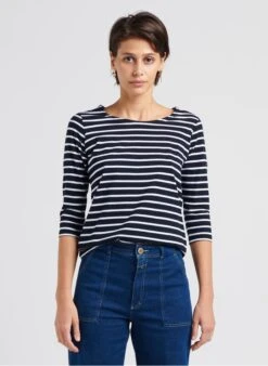 Armor-Lux Blue Round-neck Light Jersey Breton Top