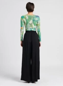 TWINSET Green Ribbed Printed Long-sleeved Top -Morganmai Store 4033280