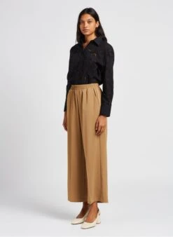 IVONA - Black Openwork Cotton Shirt With Classic Collar -Morganmai Store 4034954