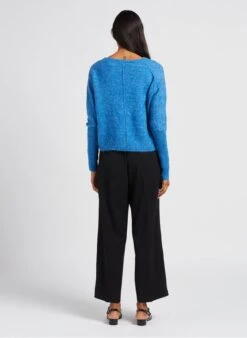 IDYLLIQUE - Blue Cropped V-neck Cardigan -Morganmai Store 4035078