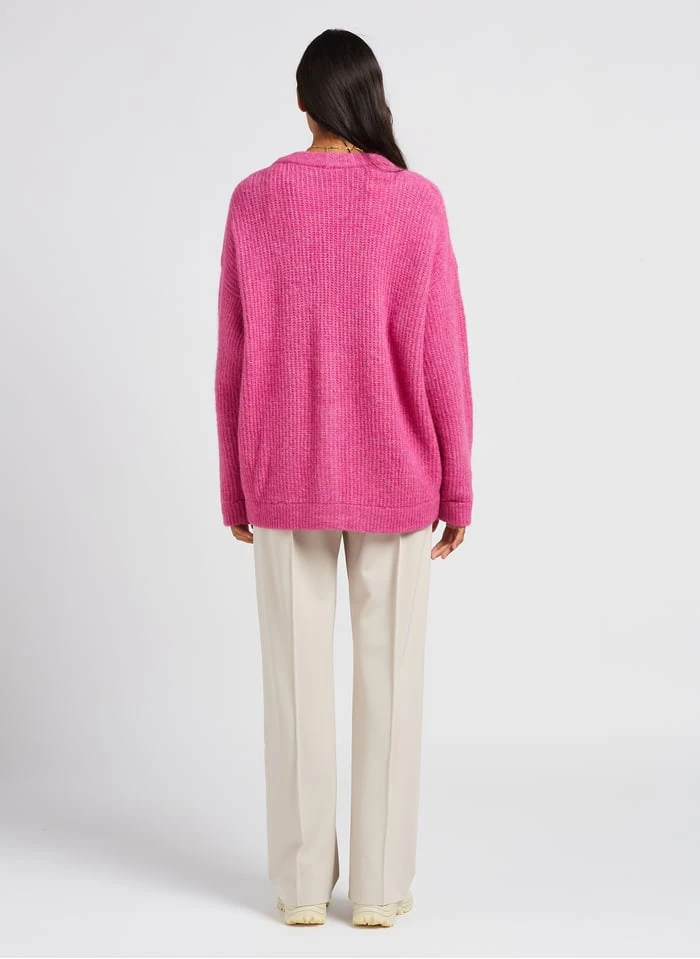 American Vintage EAST - Pink Loose-fit V-neck Cardigan 5 American Vintage EAST - Pink Loose-fit V-neck Cardigan - Image 5