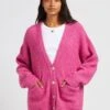American Vintage EAST - Pink Loose-fit V-neck Cardigan