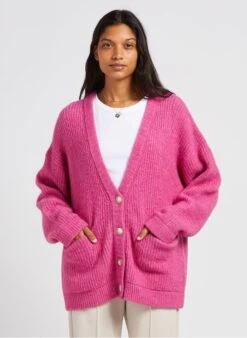 American Vintage EAST - Pink Loose-fit V-neck Cardigan