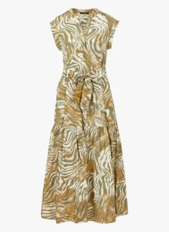 TWINSET Khaki Long Zebra Print Cotton Dress -Morganmai Store 4035639