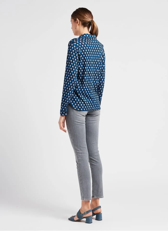 GERARD DAREL ABASS - Blue Patterned Cotton-blend Shirt 5 GERARD DAREL ABASS - Blue Patterned Cotton-blend Shirt - Image 5