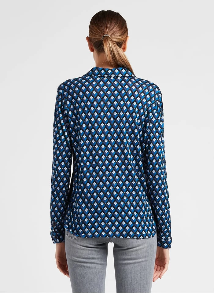 GERARD DAREL ABASS - Blue Patterned Cotton-blend Shirt 2 GERARD DAREL ABASS - Blue Patterned Cotton-blend Shirt - Image 2