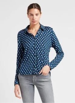 GERARD DAREL ABASS - Blue Patterned Cotton-blend Shirt