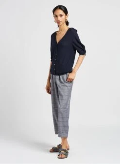 Ikks Blue Mixed-knit V-neck Cardigan -Morganmai Store 4038543