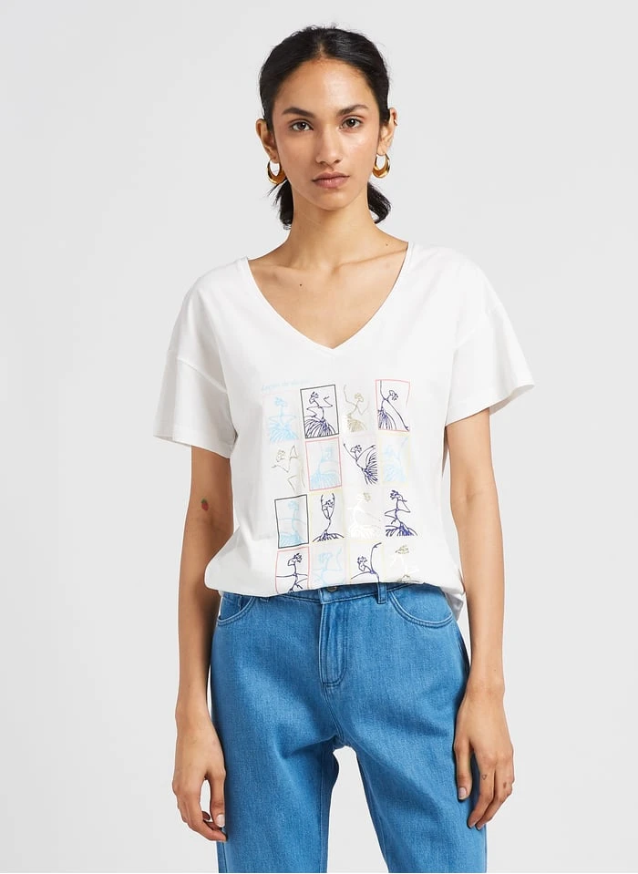 ONE STEP White V-neck Cotton T-shirt 1 ONE STEP White V-neck Cotton T-shirt