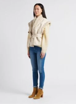 Ikks White Faux Fur Gilet -Morganmai Store 4038984