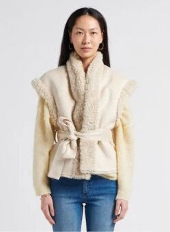 Ikks White Faux Fur Gilet