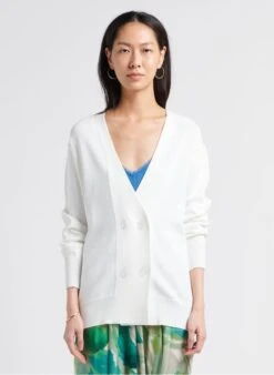 TWINSET White Long Cut-out Cardigan