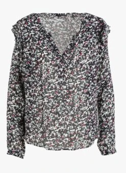 Ikks Blue Floral V-neck Top -Morganmai Store 4040107