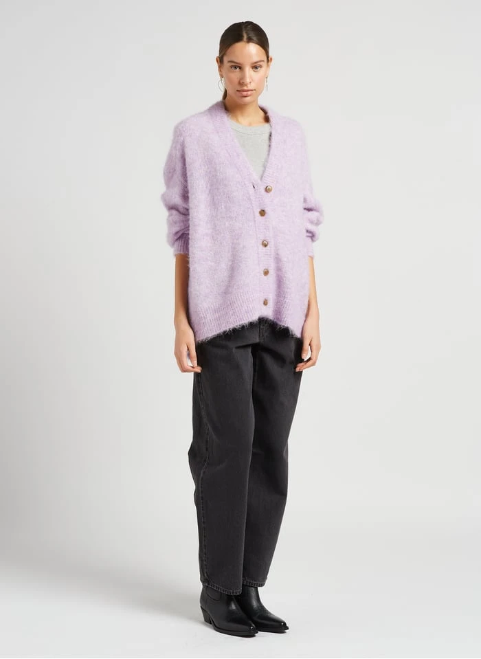 American Vintage FOUBAY - Purple Loose-fit Alpaca-blend Cardigan 9 American Vintage FOUBAY - Purple Loose-fit Alpaca-blend Cardigan - Image 9