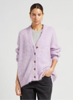 American Vintage FOUBAY - Purple Loose-fit Alpaca-blend Cardigan 15 American Vintage FOUBAY - Purple Loose-fit Alpaca-blend Cardigan -Morganmai Store 4043520