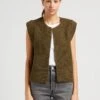 LEGRINGO - Khaki Round-neck Openwork Knit Cardigan