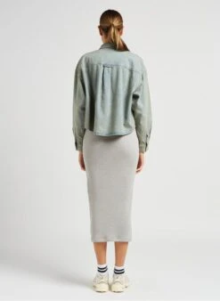 American Vintage PIWIK - Grey Long Organic Cotton Round-neck Dress -Morganmai Store 4043682