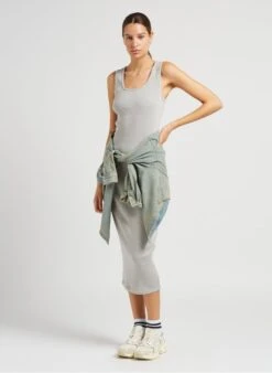 American Vintage PIWIK - Grey Long Organic Cotton Round-neck Dress -Morganmai Store 4043690