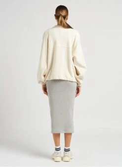 American Vintage PIWIK - Grey Long Organic Cotton Round-neck Dress -Morganmai Store 4043691