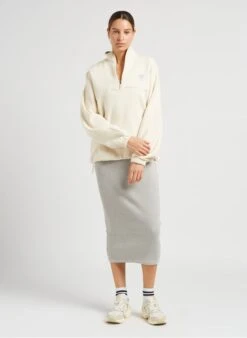 American Vintage PIWIK - Grey Long Organic Cotton Round-neck Dress -Morganmai Store 4043692