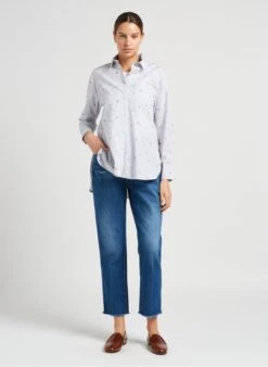 MAX & Co. TAMAJACQ - Grey Embroidered Cotton Shirt With Classic Collar -Morganmai Store 4043760