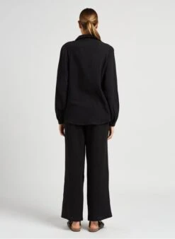 Object OBJCARINA - Black Loose-fit Cotton Shirt -Morganmai Store 4043805