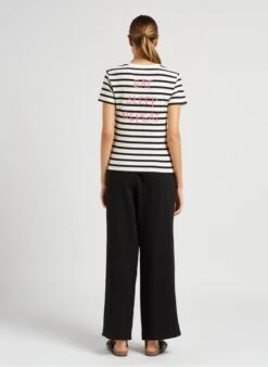 MAX & Co. TAMAEAT - Striped Embroidered Striped Cotton-blend T-shirt With Round Neck -Morganmai Store 4043809