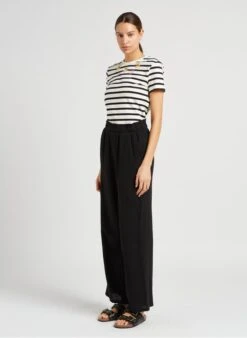 MAX & Co. TAMAEAT - Striped Embroidered Striped Cotton-blend T-shirt With Round Neck -Morganmai Store 4043810